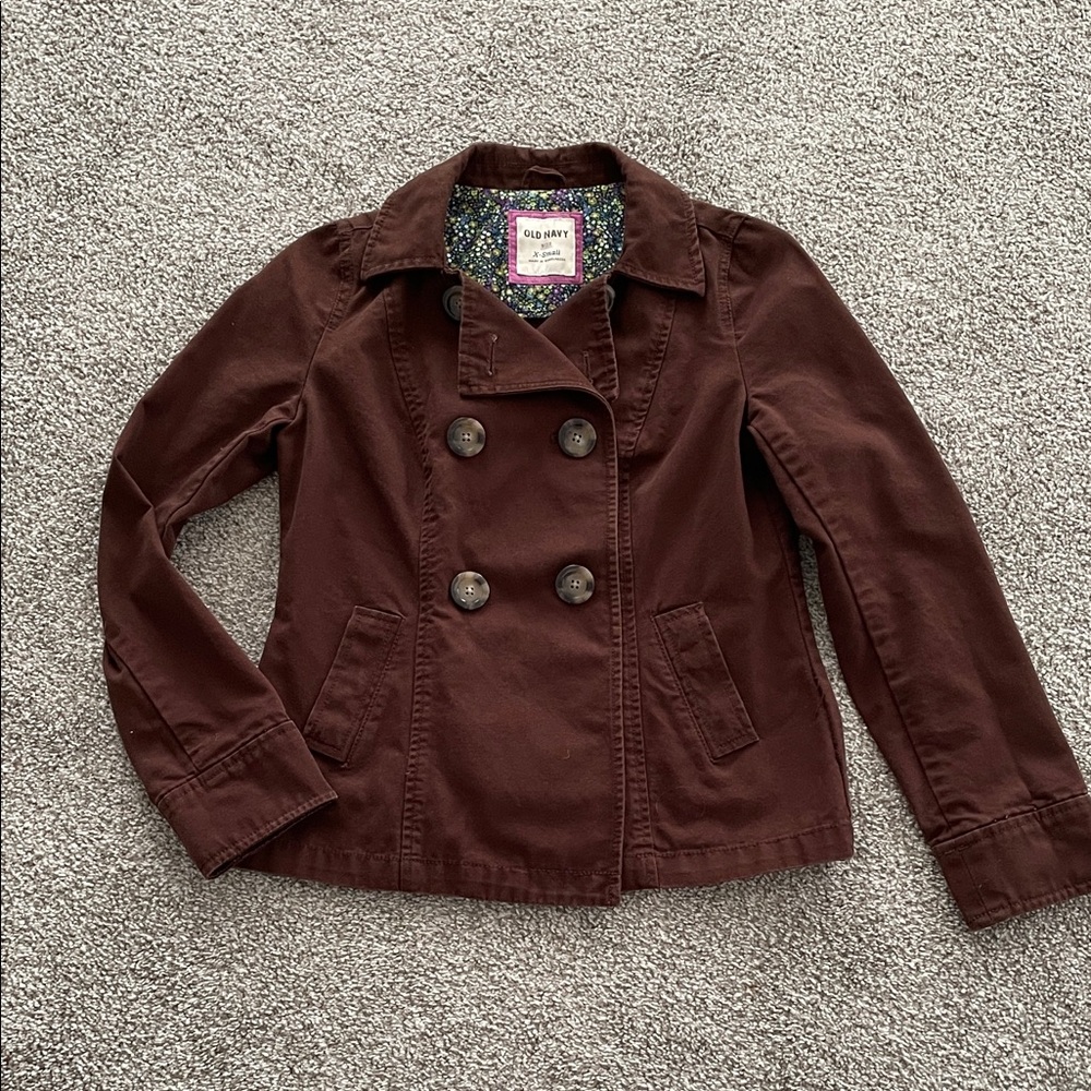 Old Navy XS Brown Double Breasted Lightweight Jacket